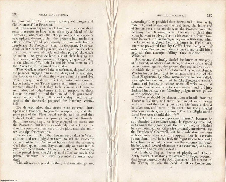 Item #362605 A Plot Against Cromwell: The Trial of Miles Sindercome, Alias Fish, for High...
