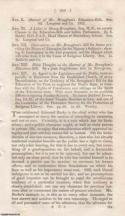 Item #362645 Abstract of Mr. Brougham's Education-Bills. Published 1821. An original article from...