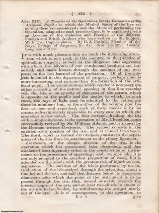Review: G. J. Guthrie's Treatise on Operations for Forming the Artificial Pupil. An article. G. J. GUTHRIE ON OPERATIONS.