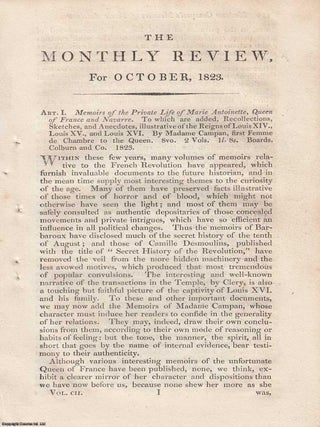 Review: Madame Campan's Memoirs of the Private Life of Marie Antoinette (1823). An article. MADAME CAMPAN'S MEMOIRS OF MARIE.