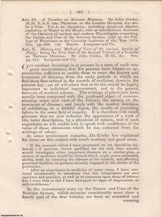 Review: John Cooke's Treatise on Nervous Diseases. An article printed in 1823, written by an. JOHN COOKE'S TREATISE ON NERVOUS.