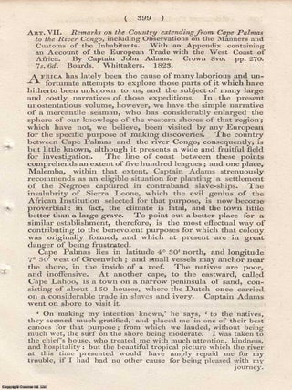 Review: Captain John Adams on the Region from Cape Palmas to the Congo. An article printed in. CAPTAIN JOHN ADAMS ON THE.