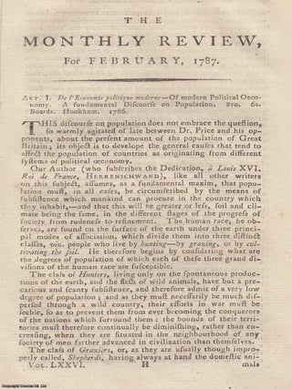 Review: Of Modern Political Oeconomy: A Discourse on Population (1787). An article printed in. OF MODERN POLITICAL OECONOMY: A.