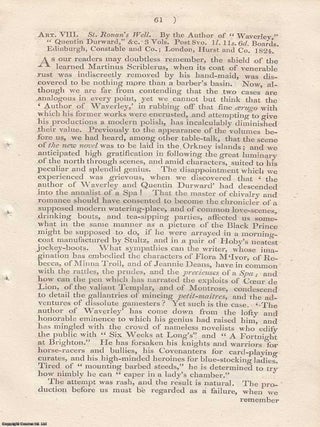 Review: St Roman's Well (1824). An article printed in 1824, written by an Unnamed Author for. ST ROMAN'S WELL 1824.