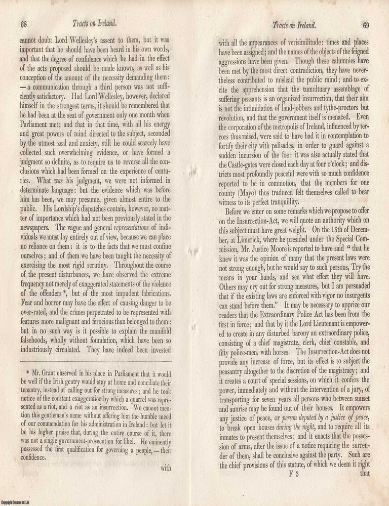Item #362708 Review: Tracts on Ireland, including Plunkett's Speech and Related Pamphlets. An article printed in 1822, written by an Unnamed Author for the Monthly Review : 26 pages. TRACTS ON IRELAND 1822.