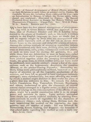 Review: Samuel Frederick Gray's Natural Arrangement of British Plants (1821). An article. SAMUEL FREDERICK GRAY'S NATURAL ARRANGEMENT.
