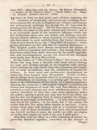 Review: Robert Bloomfield's May Day with the Muses (1822). An article printed in 1822, ROBERT BLOOMFIELD'S MAYDAY WITH THE.
