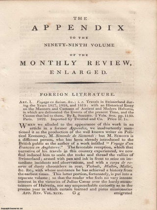 Review: L. Simond's Travels in Switzerland (1822). An article printed in 1822, written by an. L. SIMOND'S TRAVELS IN SWITZERLAND.