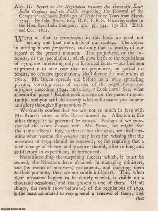 Review: John Bruce's Report on the Negotiation over the East India Company's Trade. JOHN BRUCE'S REPORT ON THE.
