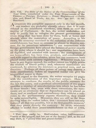 Review: The State of the Nation at the Beginning of 1822. An article printed in 1822, written by. THE STATE OF THE NATION.