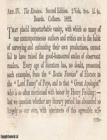Item #362777 Review: The Etonian (1822). An article printed in 1823, written by an Unnamed Author for the Monthly Review : 18 pages. THE ETONIAN 1822.