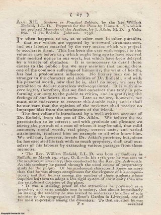 Review: William Enfield's Sermons on Practical Subjects. An article printed in 1800, written. WILLIAM ENFIELD'S SERMONS ON PRACTICAL.