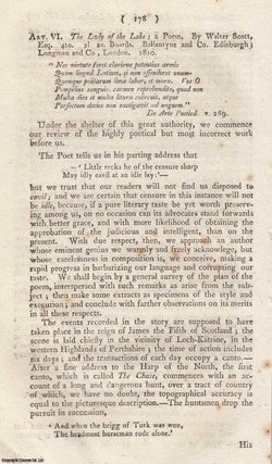 Item #362795 The Lady of The Lake; a Poem. By Walter Scott. Published 1810. An original article...