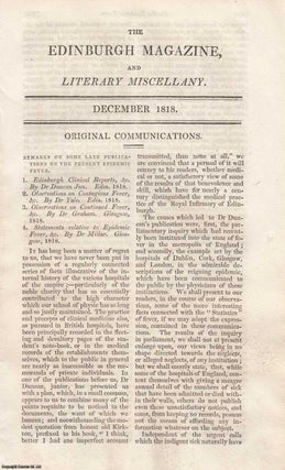 Item #362944 1818 Edinburgh Typhus Fever Outbreak; Remarks on some publications. An original...
