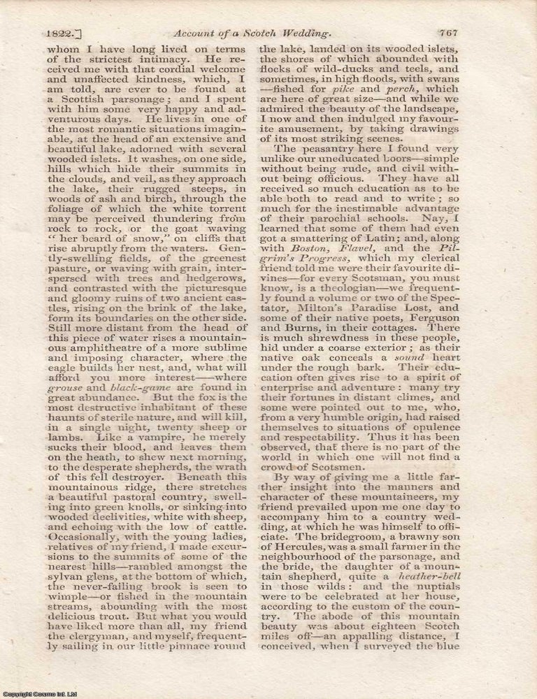 Item #362953 Account of a Scotch Wedding, in a Letter from an English Gentleman. An article...