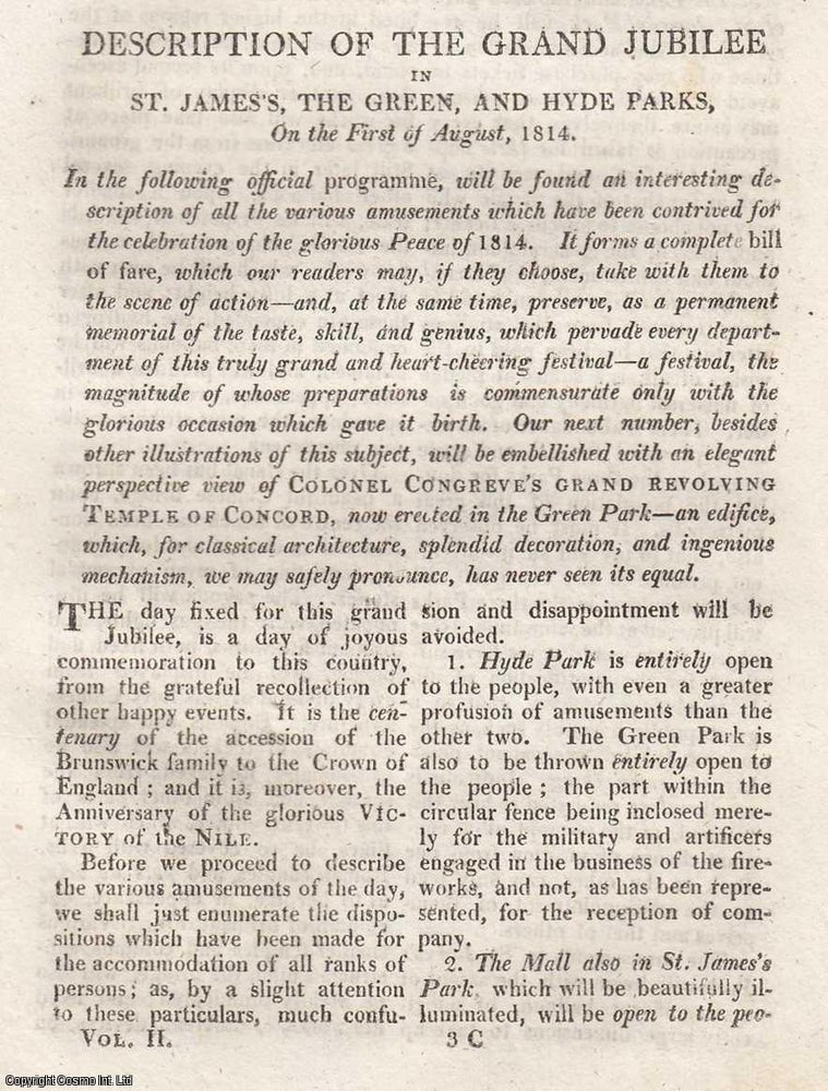 Item #362972 Description of the Grand Jubilee in St James's, the Green, and Hyde Parks, 1...