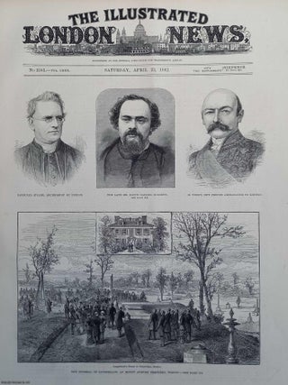 Henry Longfellow. Born 1807. Died 1882. A rare, original print from The Illustrated London News, carefully removed and preserved : an important artifact of journalism's golden age! A portrait, and a page illustrating his funeral, from the Illustrated London News, 1882. A rare, original print from The Illustrated London News, carefully removed and preserved : an important artifact of journalism's golden age!