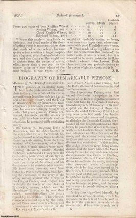 Item #363019 Memoirs of the Duke of Brunswick. An original article from the Universal Magazine,...