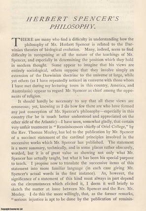 Item #363072 Herbert Spencer's Philosophy. An original article from the Gentleman's Magazine,...
