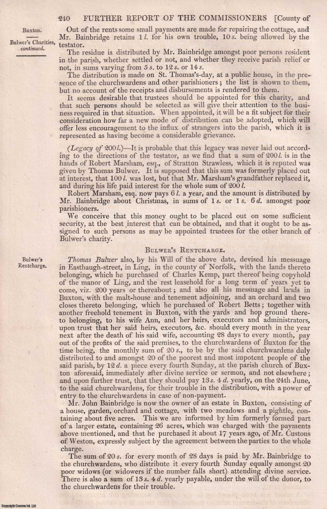 Item #363088 Charitable Endowments in Norfolk: The Parishes of Buxton, Cawston, Colby and Others,...