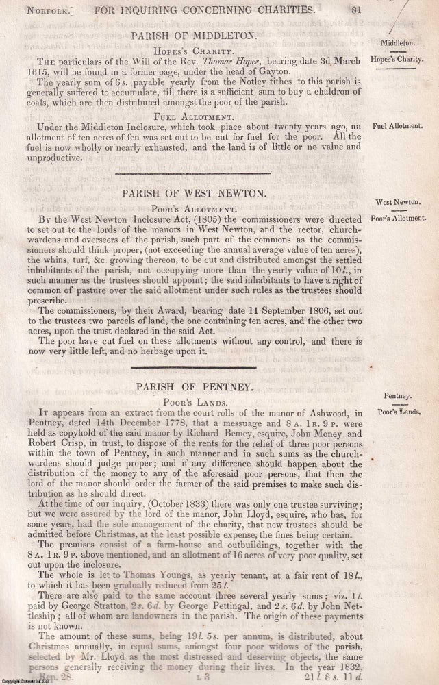 Item #363094 Norfolk Endowments Surveyed: The Parishes of Pentney, Terrington St John, Walpole St...