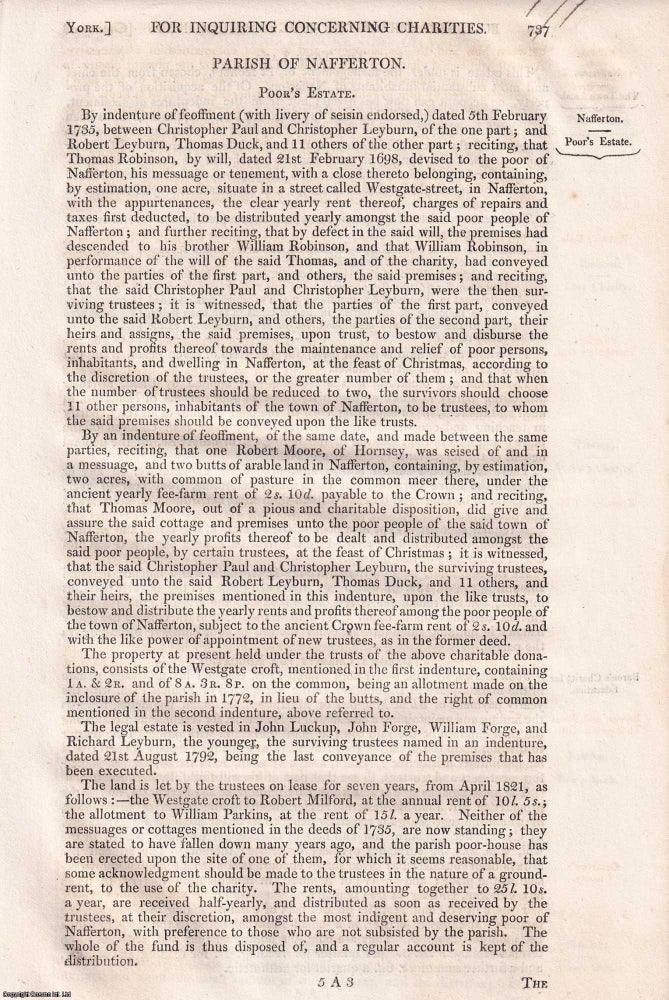 Item #363106 Yorkshire Charities Examined: Nafferton, Cottingham, Walkington, Easington and...
