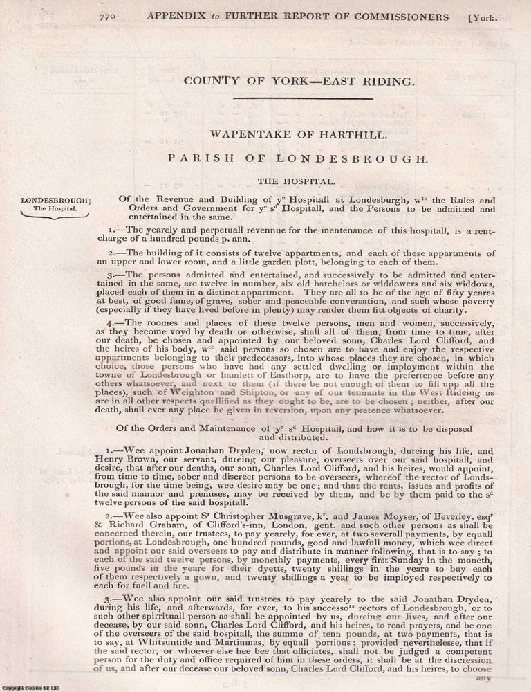 Item #363108 Charities of the East Riding and Coastal Liberties: Harthill, Beverley, Whitby...
