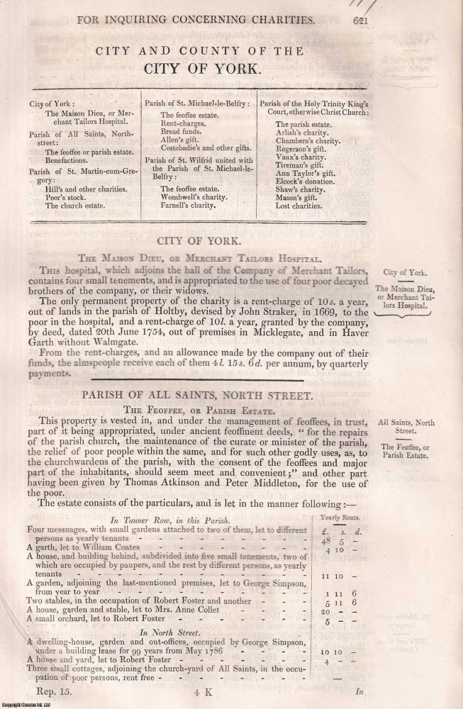 Item #363115 Charitable Trusts in York: All Saints, North Street; Holy Trinity, King's...