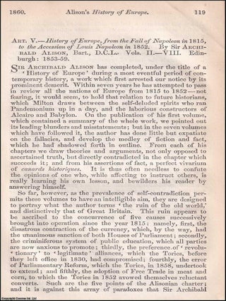 Reassessing a Monumental Narrative: Alison's History of Europe. An article printed in 1860, ALISON'S HISTORY OF EUROPE REASSESSED.