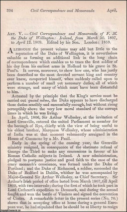 Item #363126 Civil Correspondence and Memoranda of the Duke of Wellington. An uncommon original...