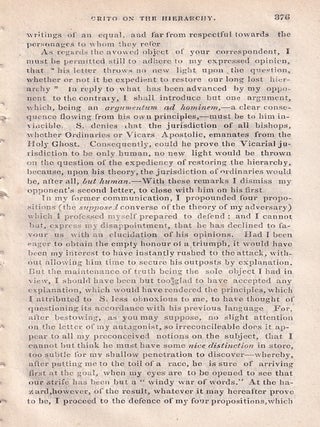 Crito on the Hierarchy: The Rev. Mr Curr and the S. Controversy. An article printed in 1835, written by an Unnamed Author : 53 pages.