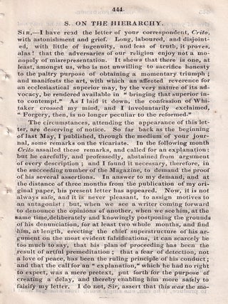 Crito on the Hierarchy: The Rev. Mr Curr and the S. Controversy. An article printed in 1835, written by an Unnamed Author : 53 pages.