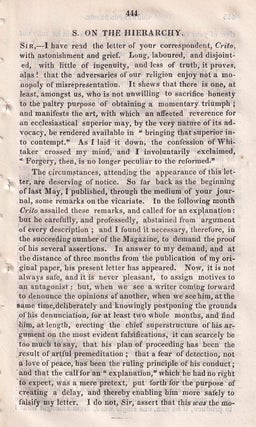 Crito on the Hierarchy: The Rev. Mr Curr and the S. Controversy. An article printed in 1835, written by an Unnamed Author : 53 pages.