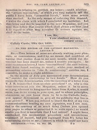 Crito on the Hierarchy: The Rev. Mr Curr and the S. Controversy. An article printed in 1835, written by an Unnamed Author : 53 pages.