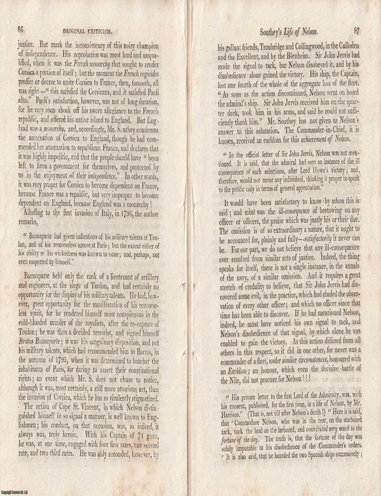 Item #363246 Robert Southey's Life of Nelson: Narrative, Character, and Naval Achievement....