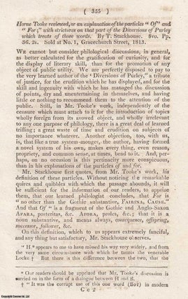 Item #363248 Horne Tooke reviewed, with strictures on the Divisions of Purley, by T. Stackhouse....