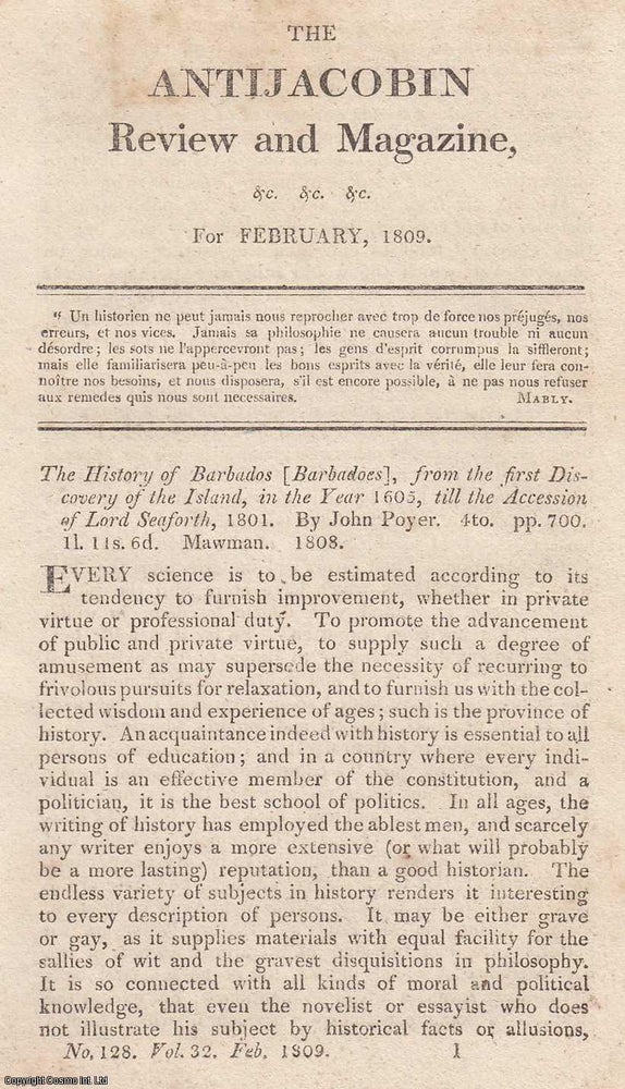 Item #363251 John Poyer's History of Barbados: Settlement, Governance, and Island...