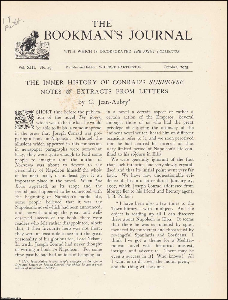 Item #363259 Joseph Conrad’s Suspense: Inner History, Notes, and Letters. An article printed in...