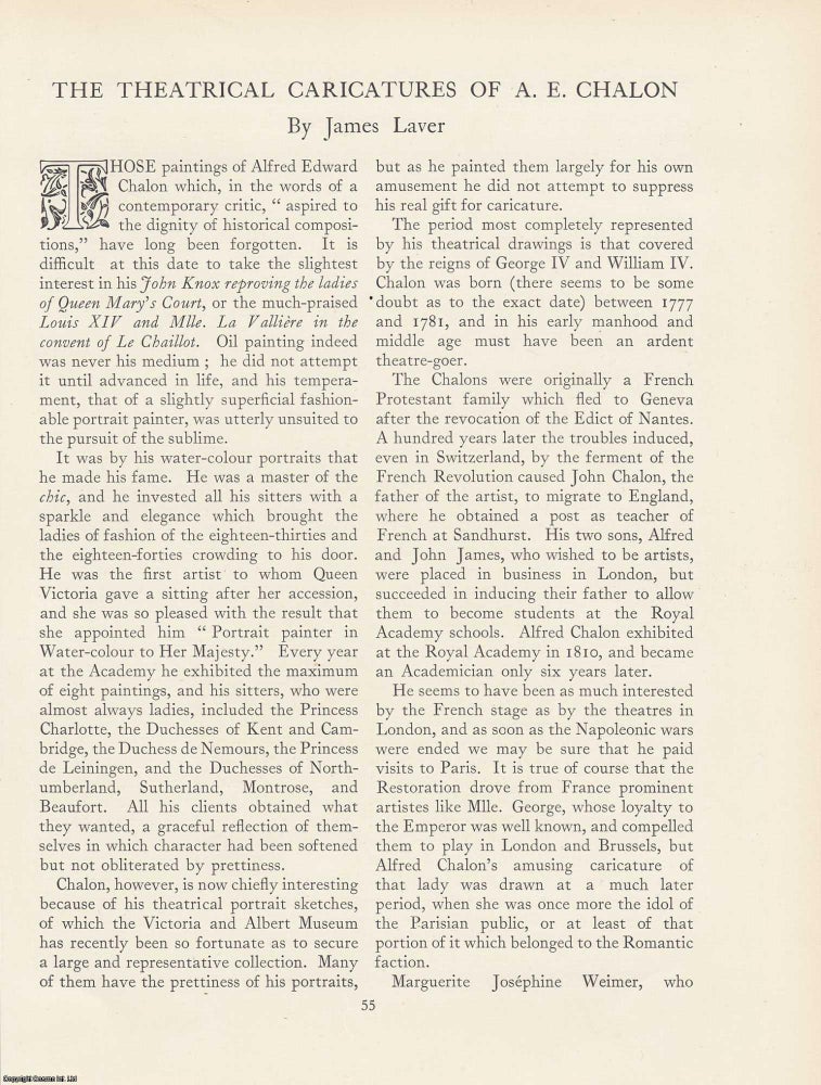 Item #363262 A.E. Chalon’s Theatrical Caricatures: Style, Subjects, and Stage Personalities. An...