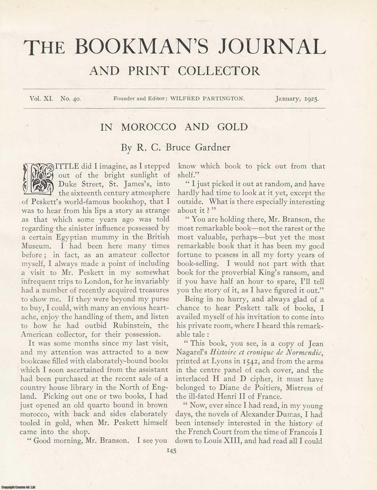 Item #363299 In Morocco and Gold: Travel Impressions and Decorative Traditions. An article...