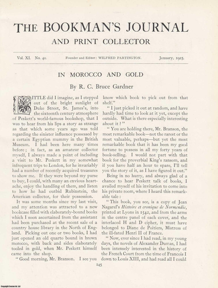 Item #363299 In Morocco and Gold: Travel Impressions and Decorative Traditions. An article...