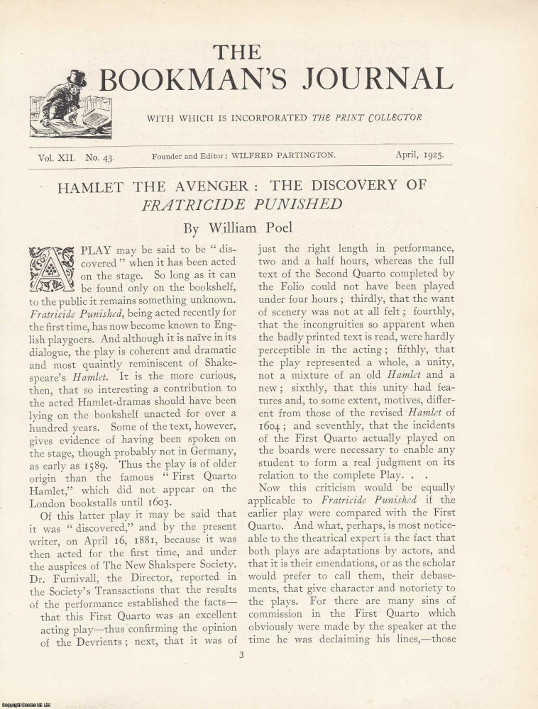 Item #363303 Hamlet the Avenger: The Discovery of Fratricide Punished. An article printed in...