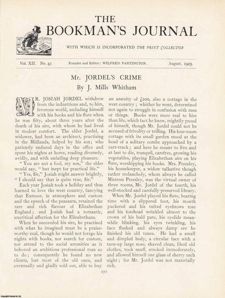 Item #363306 Mr Jordel’s Crime: A Study in Motive and Consequence. An article printed in 1925,...