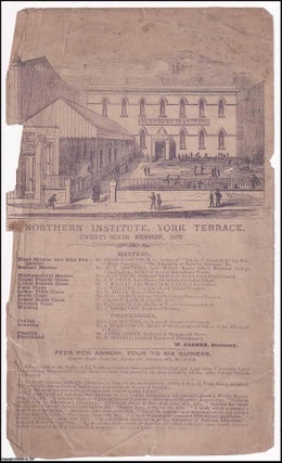 Northern Institute, York Terrace, Liverpool. Twenty-Sixth Session, 1876. Advert for. Liverpool Advert.