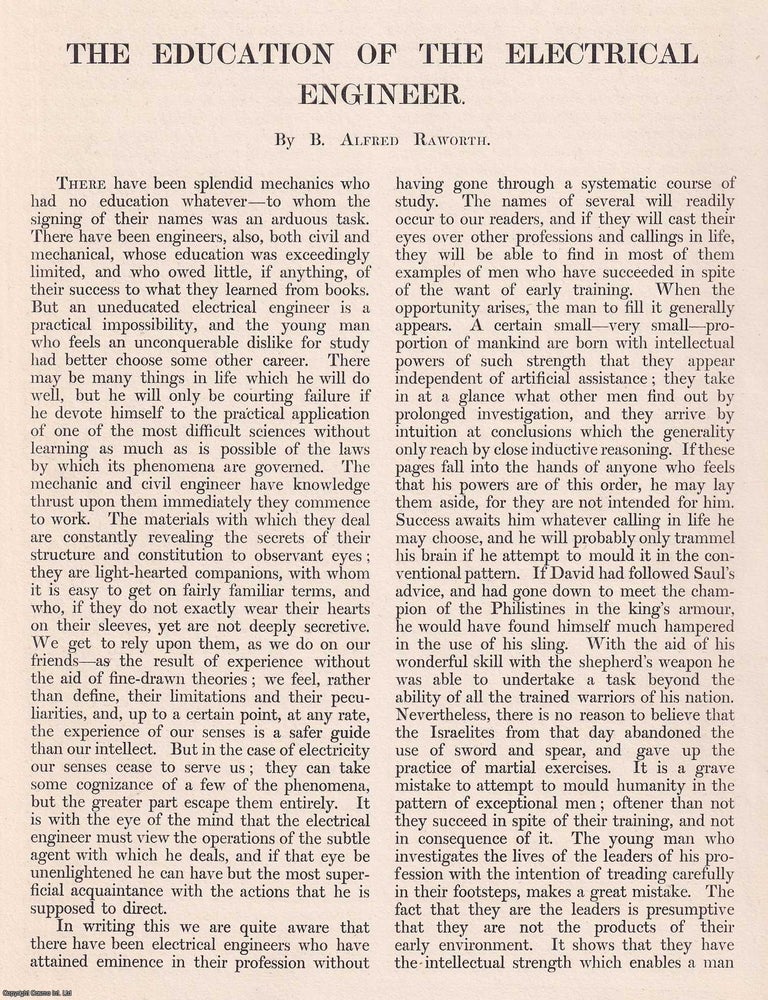 Item #363453 The Education of the Electrical Engineer. An original article from Engineering,...