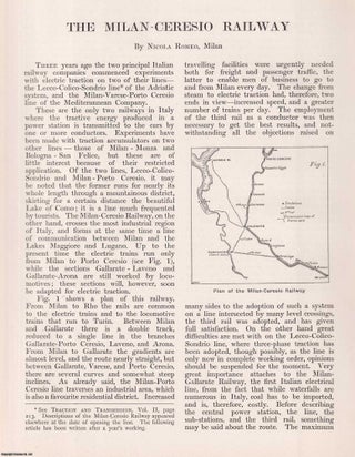Item #363490 The Milan-Ceresio Railway. An original article from Engineering, 1902. Milan Nicola...
