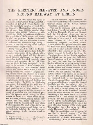 Berlin : The Electric Elevated and Underground Railway. An original article from Engineering, 1904.