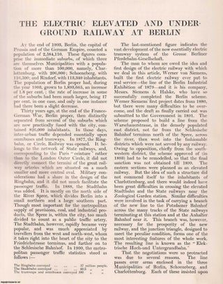 Berlin : The Electric Elevated and Underground Railway. An original article from Engineering, 1904.
