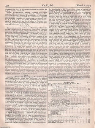 Moseley's Naturalist on the Challenger, by E. Ray Lankester, pp415-419 in Nature, Volume 19, Number 488. Nature. A Weekly Journal of Science. Thursday, March 6, 1879.