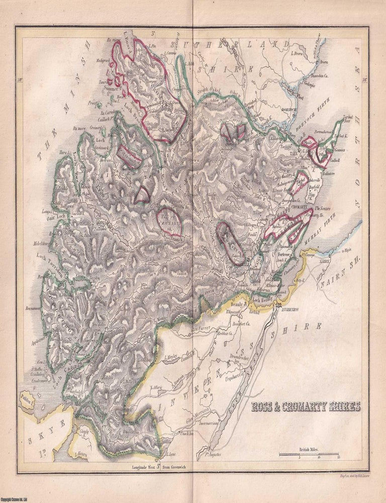 Item #363655 1845 Ross & Cromarty. Outline Hand Coloured Map, Engraved by W.H. Lizars. 19 x 24...